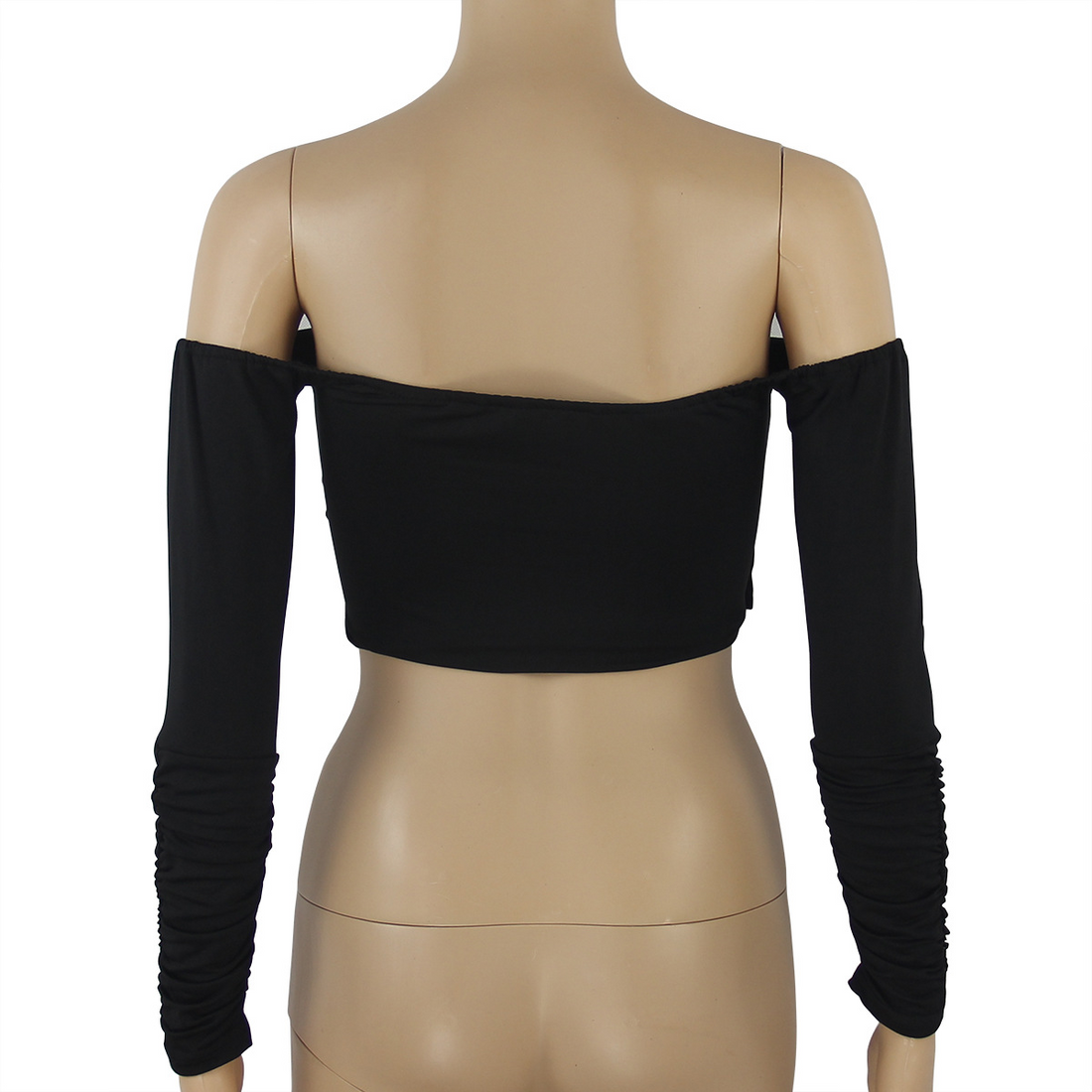 Women's Off-Shoulder V-Neck Long-Sleeved Crop Top