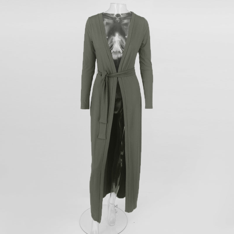 Women's Autumn Casual Knitted Elastic Three-Piece Suit