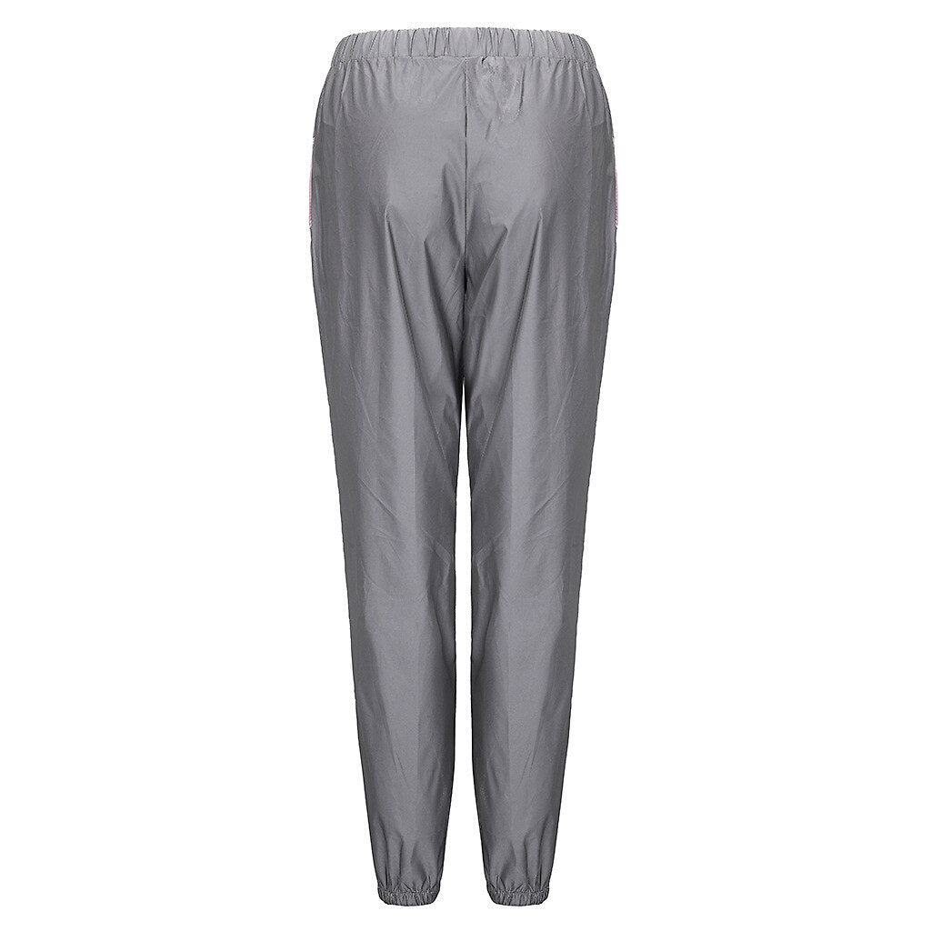 Women's Spandex Reflective Joggers With Elastic Waist