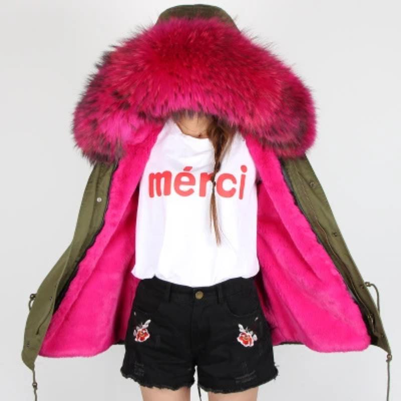 Women's Winter Casual Slim Parka With Removable Raccoon Fur
