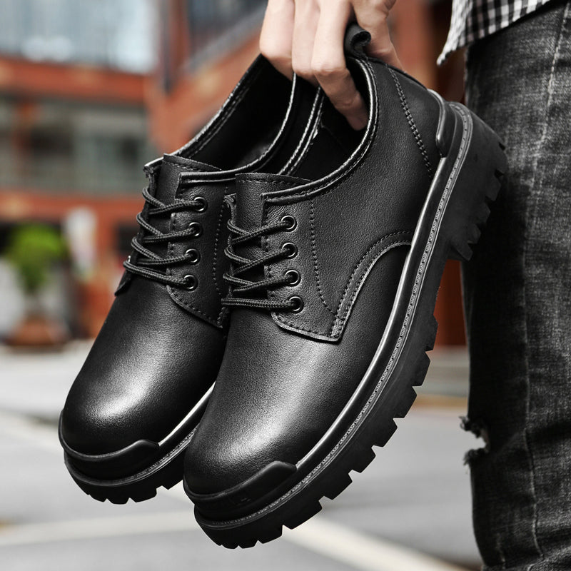 Men's Black Genuine Leather Casual Oxfords Shoes