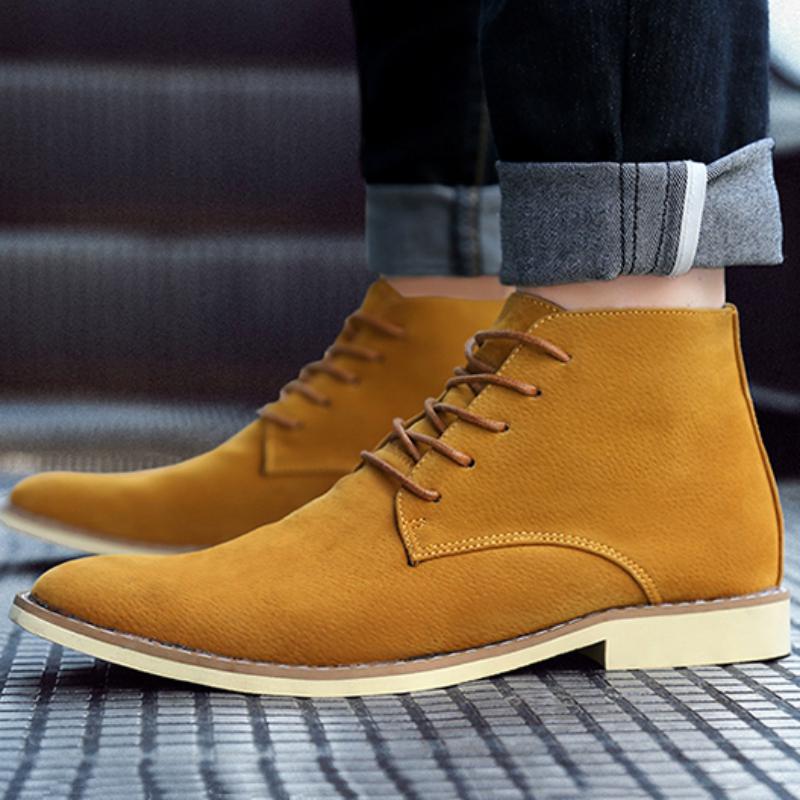Men's Winter Casual Suede Boots With Pointed Toe