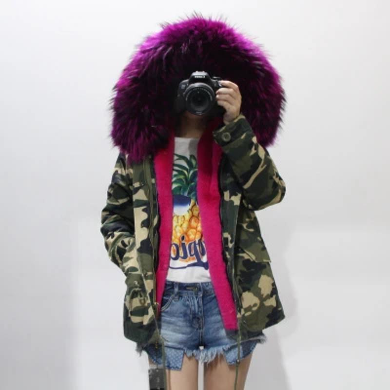 Women's Winter Casual Slim Parka With Removable Raccoon Fur