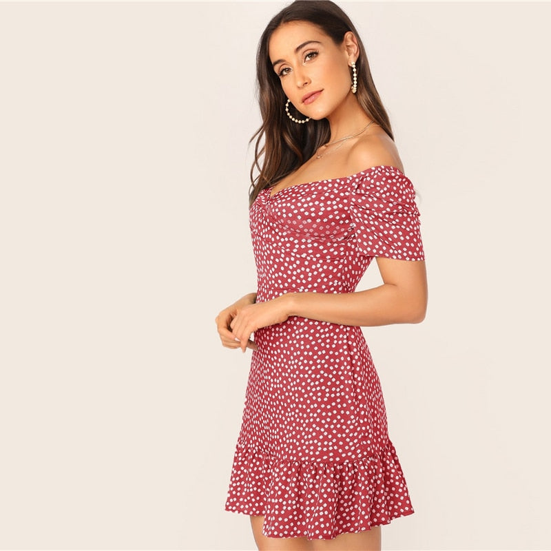 Women's Summer Off-Shoulder High-Waist Mini Dress