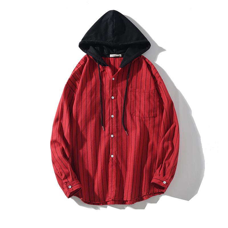 Men's Spring/Autumn Casual Striped Long Sleeved Hooded Shirt