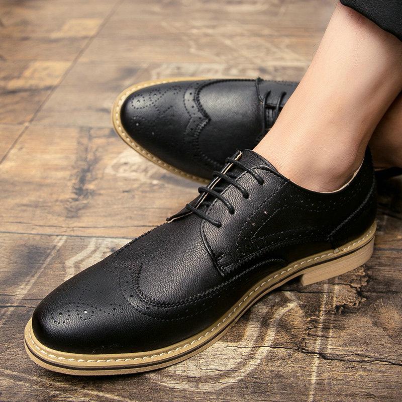Men's Breathable Leather Dress Shoes With Pointed Toe
