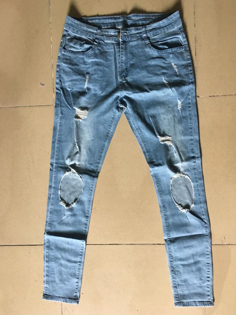 Men's Solid Colored Ripped Jeans