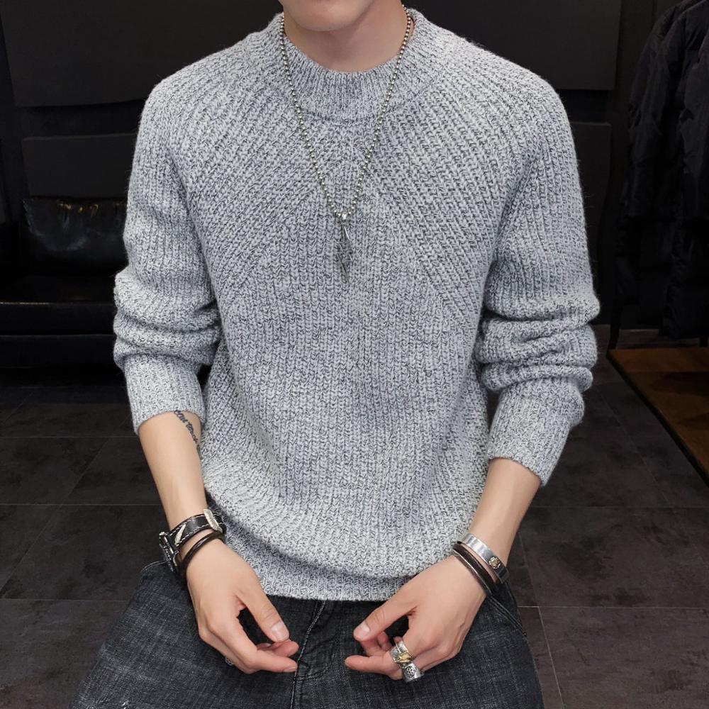 Men's Autumn/Winter Casual Polyester Knitted O-Neck Sweater