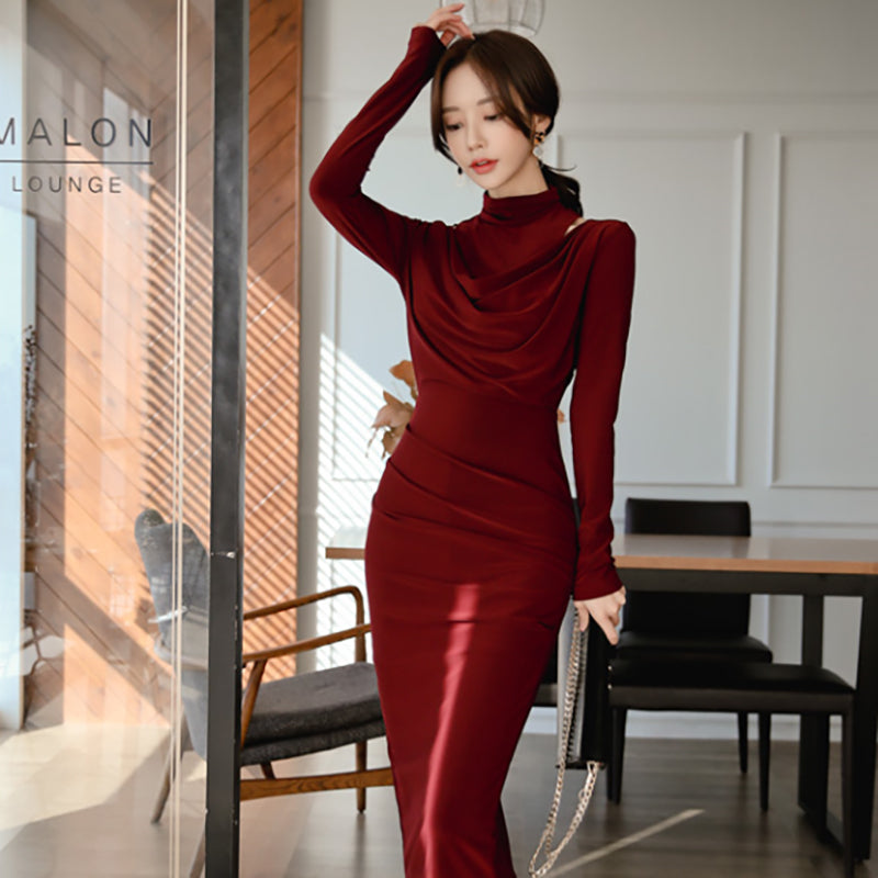 Women's Spring/Autumn Long-Sleeved Sheath Polyester Dress