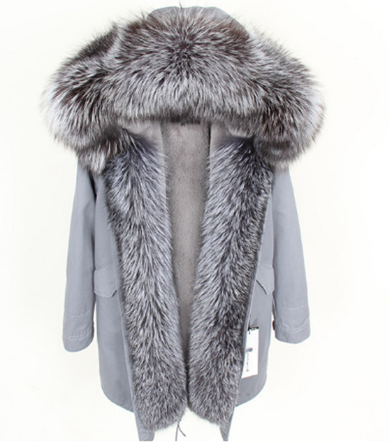 Women's Winter Casual Warm Slim Long Parka With Fox Fur