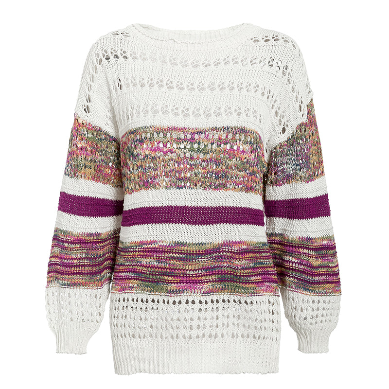Women's Autumn/Winter Casual Striped O-Neck Sweater