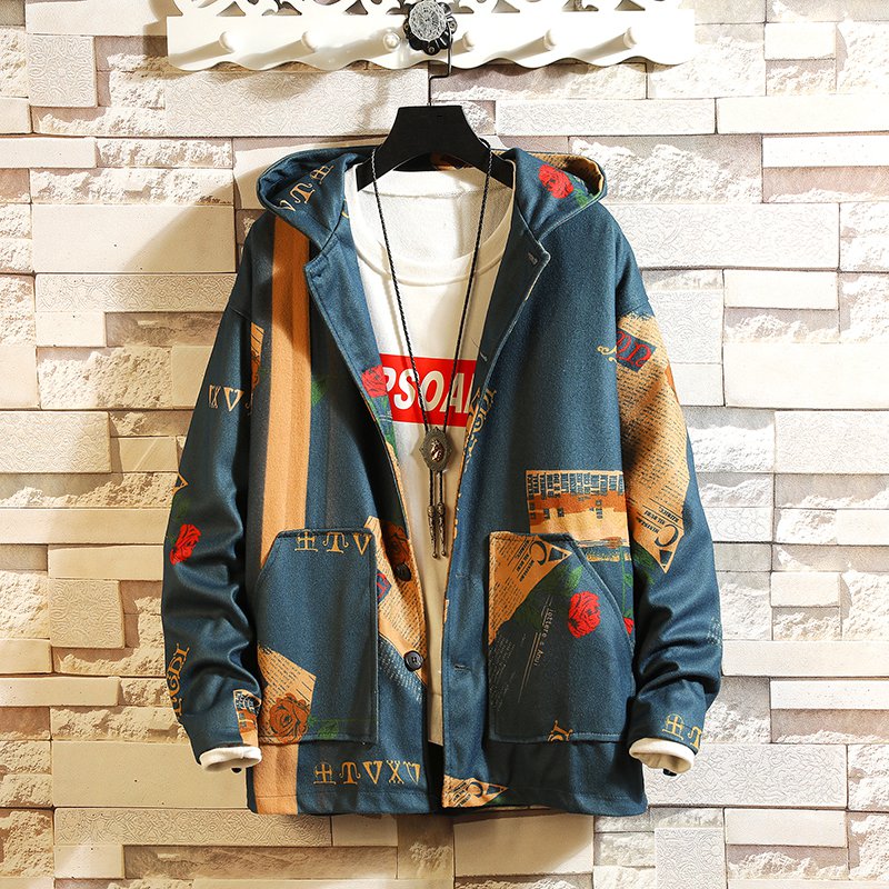 Men's Spring/Autumn Casual Long-Sleeved Jacket With Print