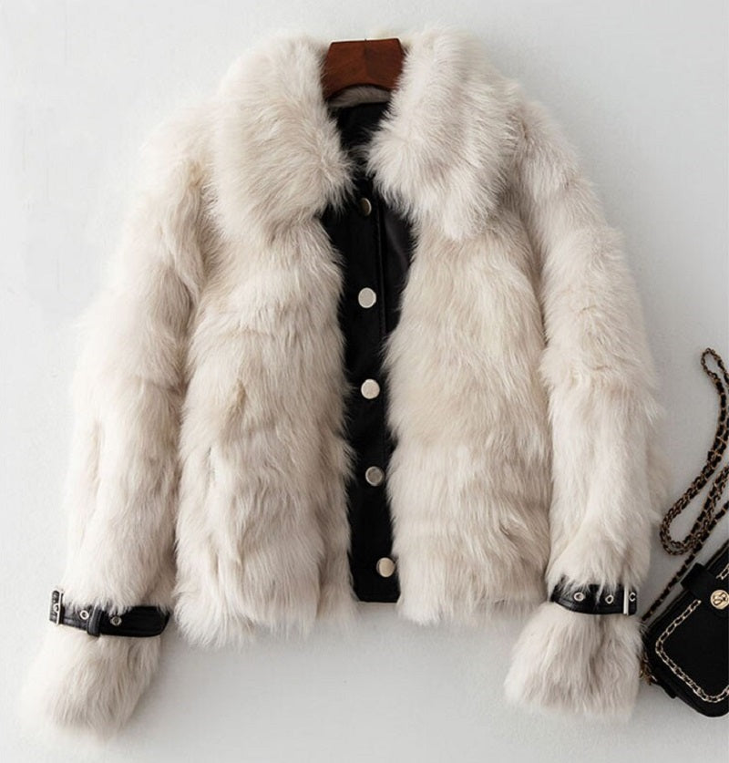 Women's Autumn/Winter Casual Thick Short Coat With Sheep Fur