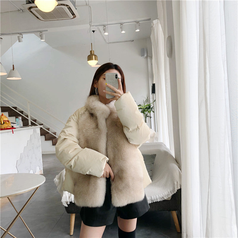 Women's Winter Casual Loose Short Parka With Fox Fur