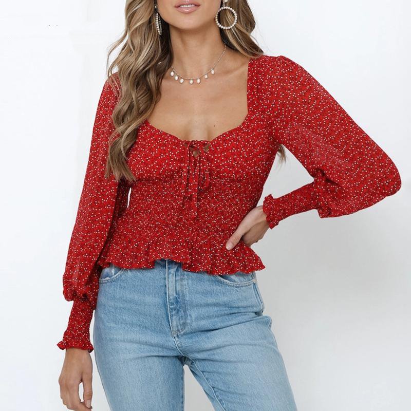 Women's Summer Casual Polyester Lace-Up Crop Top With Print