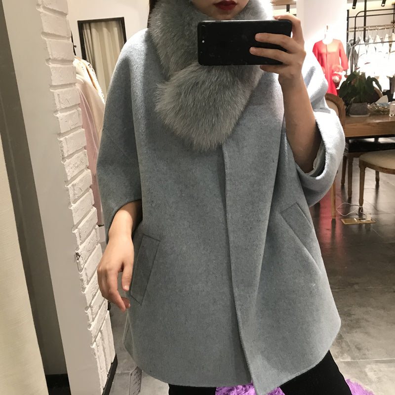 Women's Winter Casual Watm Loose Coat With Fox Fur
