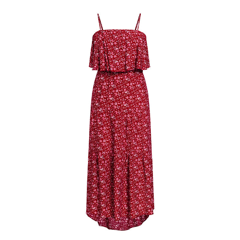 Women's Summer Casual Ruffled High-Waist Dress With Print