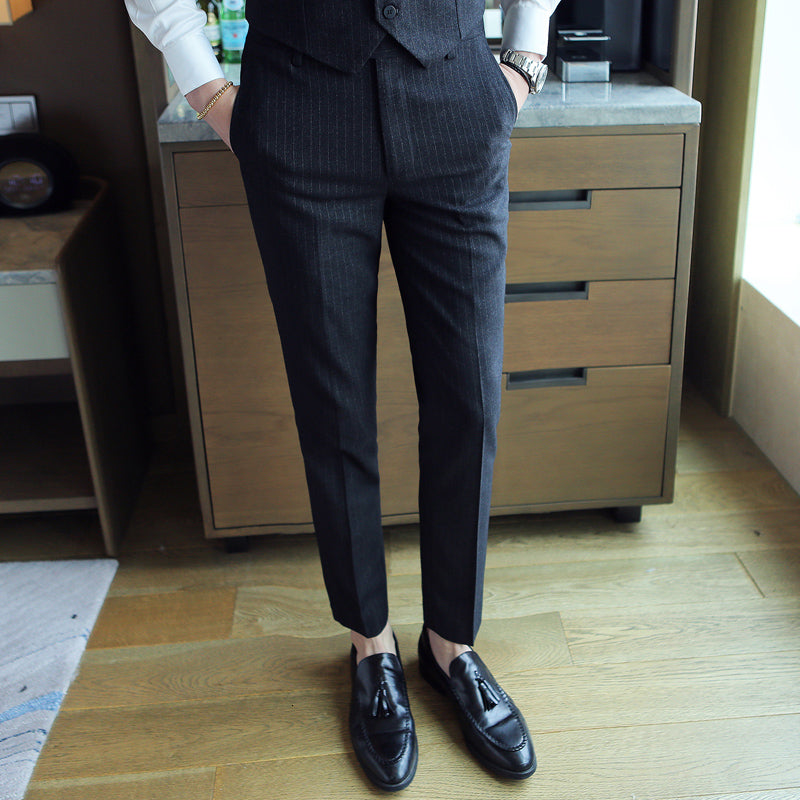 Men's Striped Suit | Single Breasted Blazer & Vest & Pants