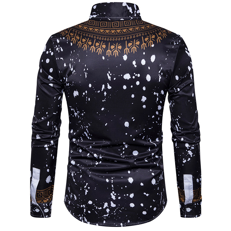 Men's Casual Long Sleeved Shirt With Print
