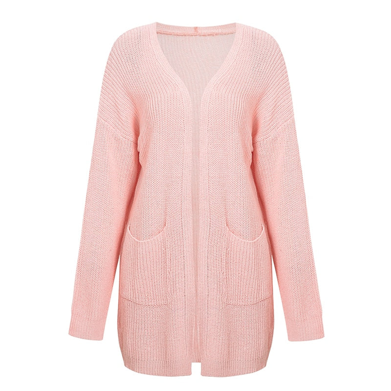 Women's Spring/Autumn Knitted Cardigan With Pockets