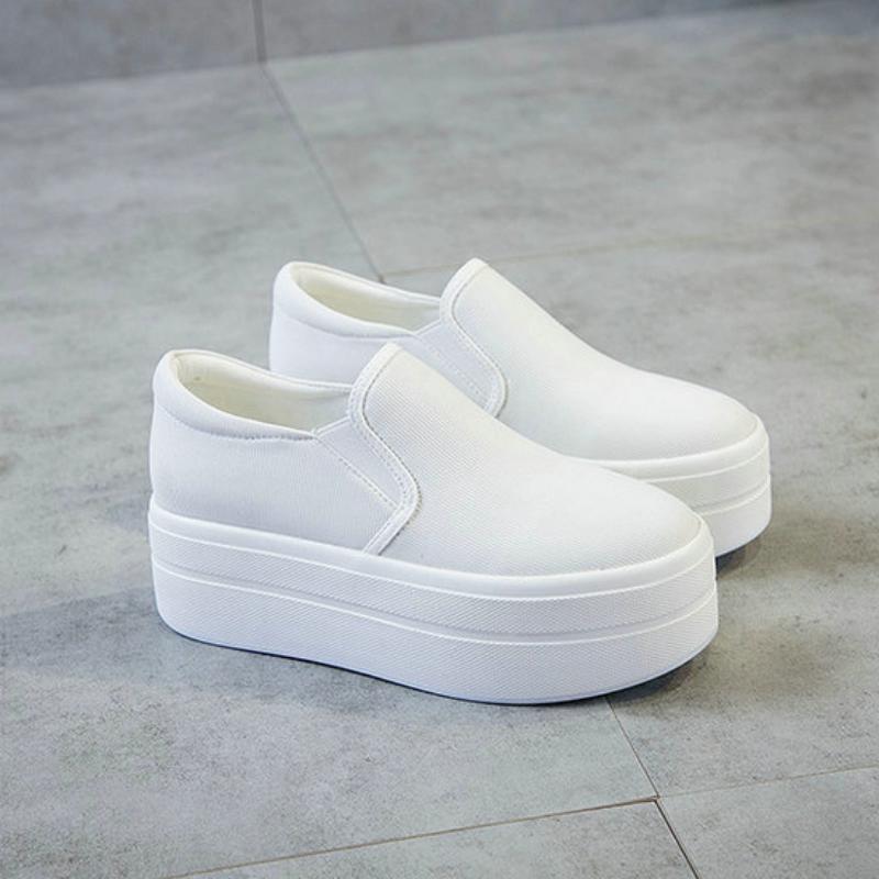 Women's Casual Canvas Slip-Ons With Thick Sole