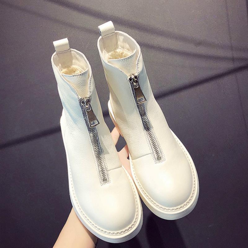 Women's Autumn/Winter Leather Boots With Zipper