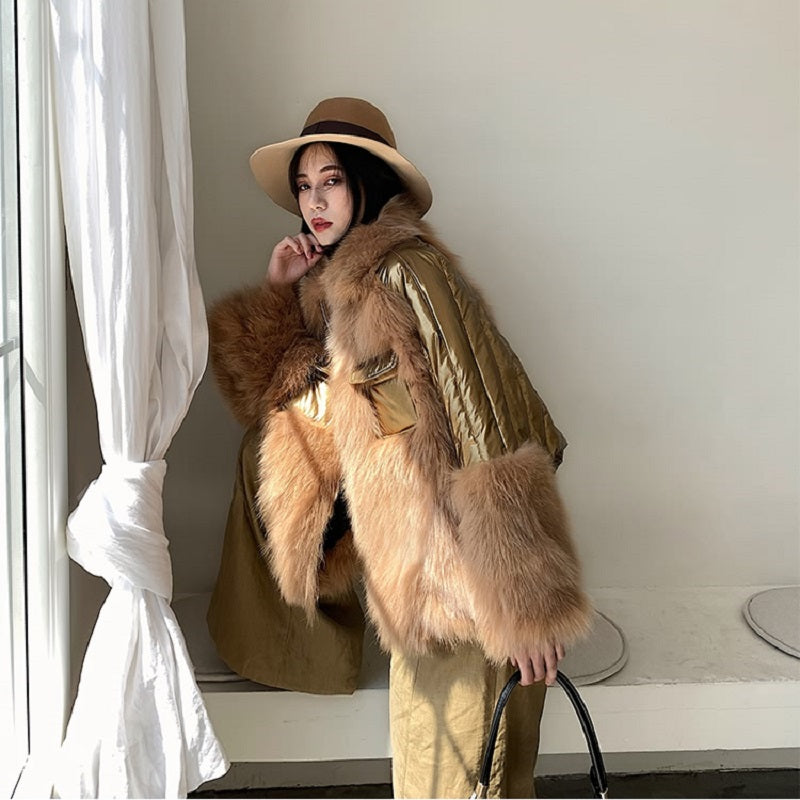 Women's Winter Casual Thick Loose Coat With Fox Fur