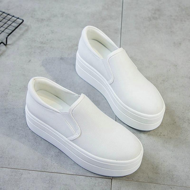 Women's Casual Canvas Slip-Ons With Thick Sole