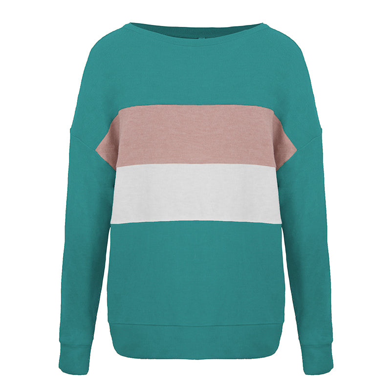 Women's Spring/Autumn Loose Patchwork Long-Sleeved Pullover