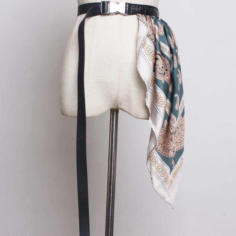Women's Autumn/Winter Leather Belt With Silk Scarf
