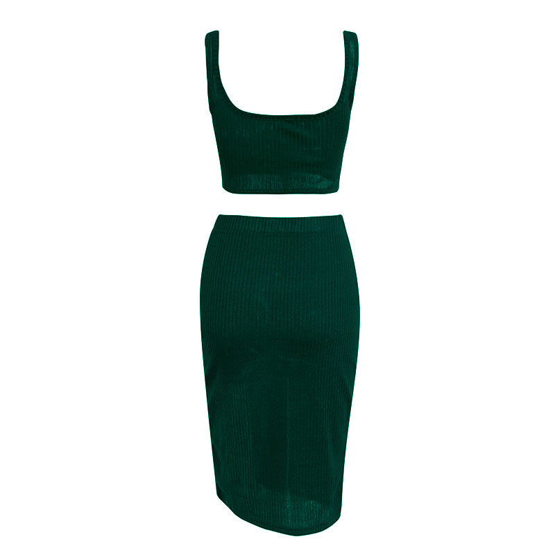 Women's Summer Casual Ribbed Sleeveless Two-Piece Dress