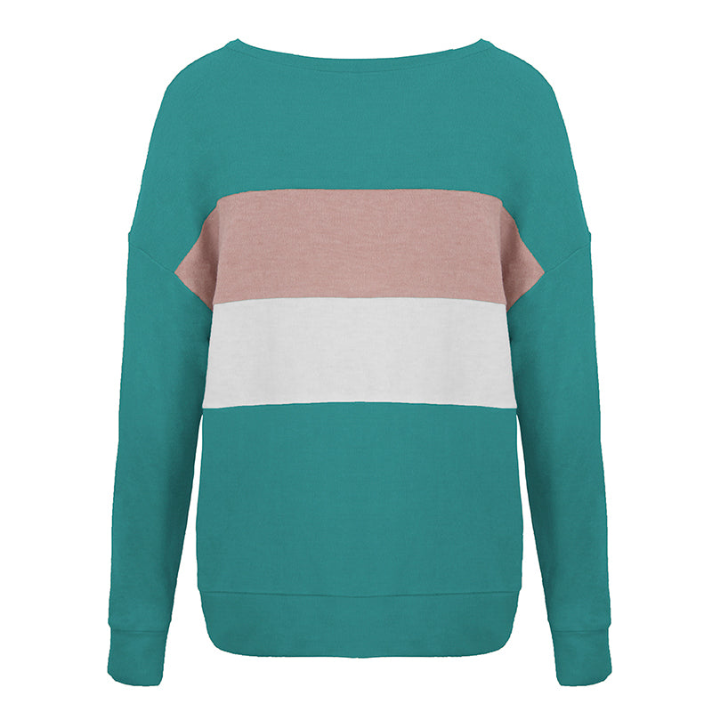 Women's Spring/Autumn Loose Patchwork Long-Sleeved Pullover