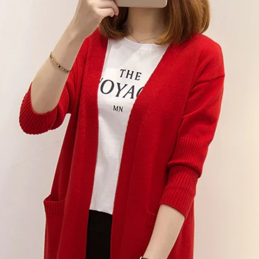Women's Winter Casual Knitted Long-Sleeved V-Neck Cardigan