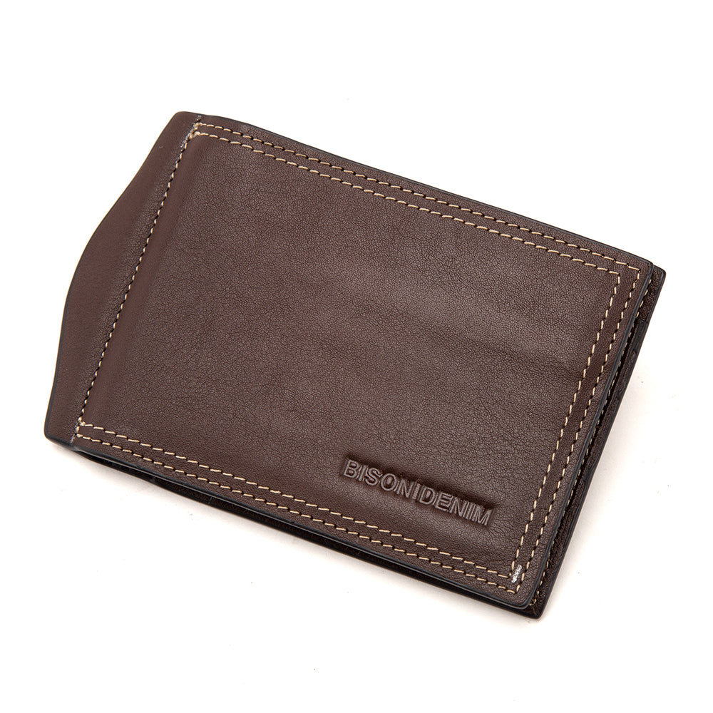 Men's Genuine Leather Short Wallet With Zipper