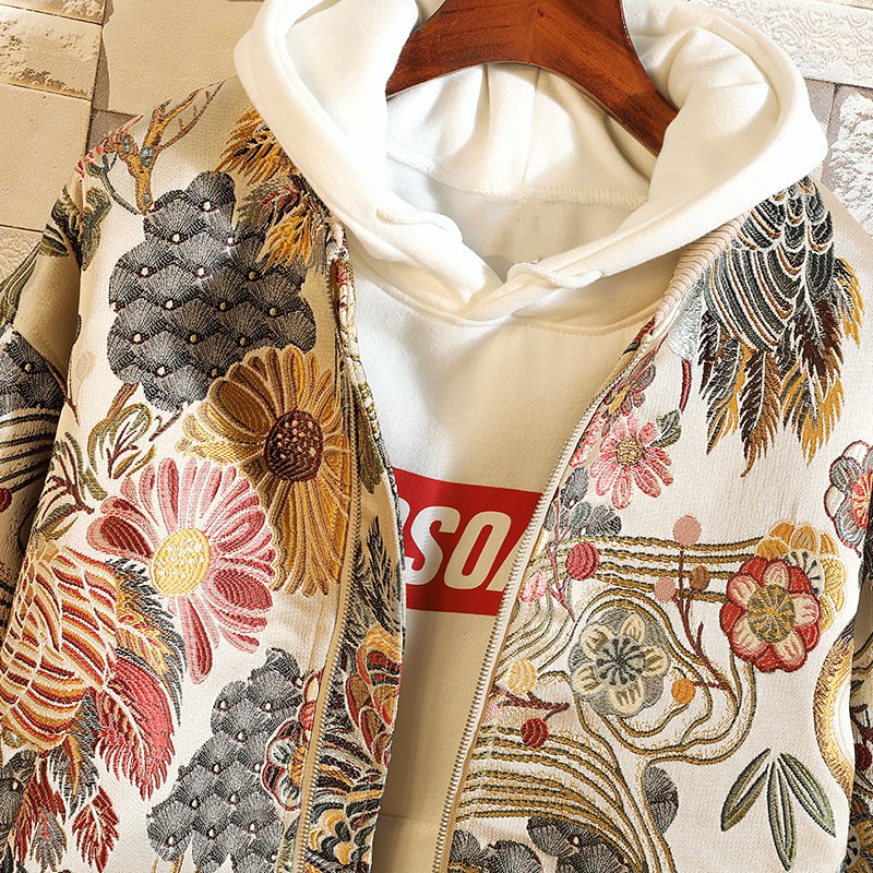 Men's Spring/Autumn Casual Patchwork Long-Sleeved Jacket With Print