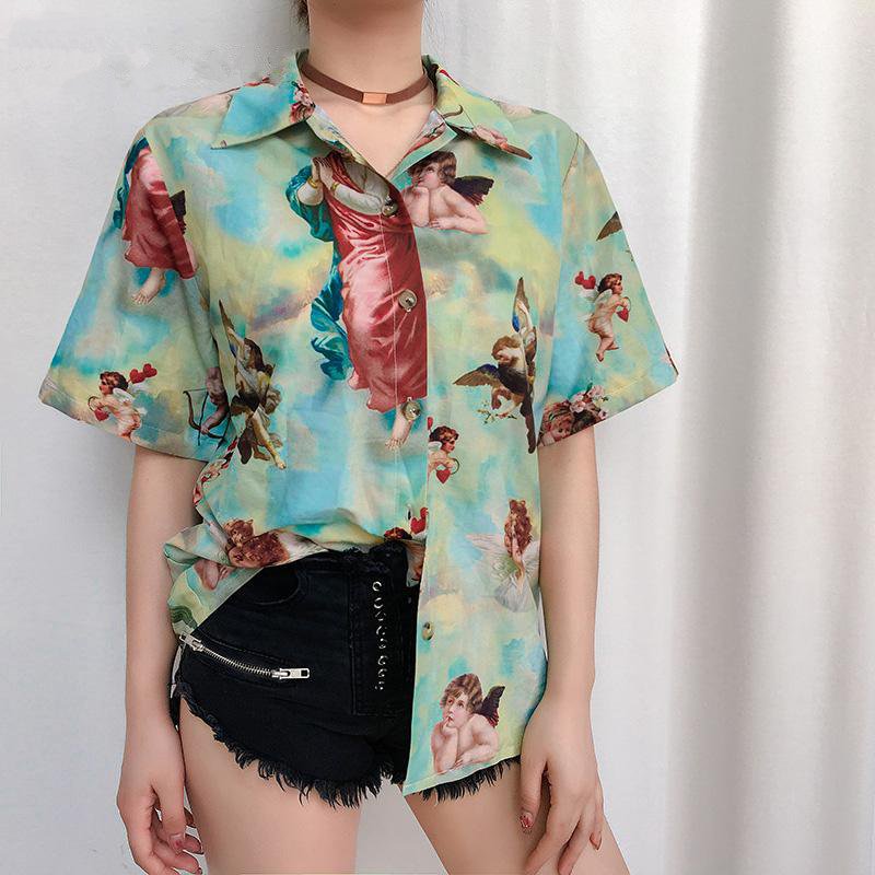Women's Summer Casual Satin Long-Sleeved Shirt With Print