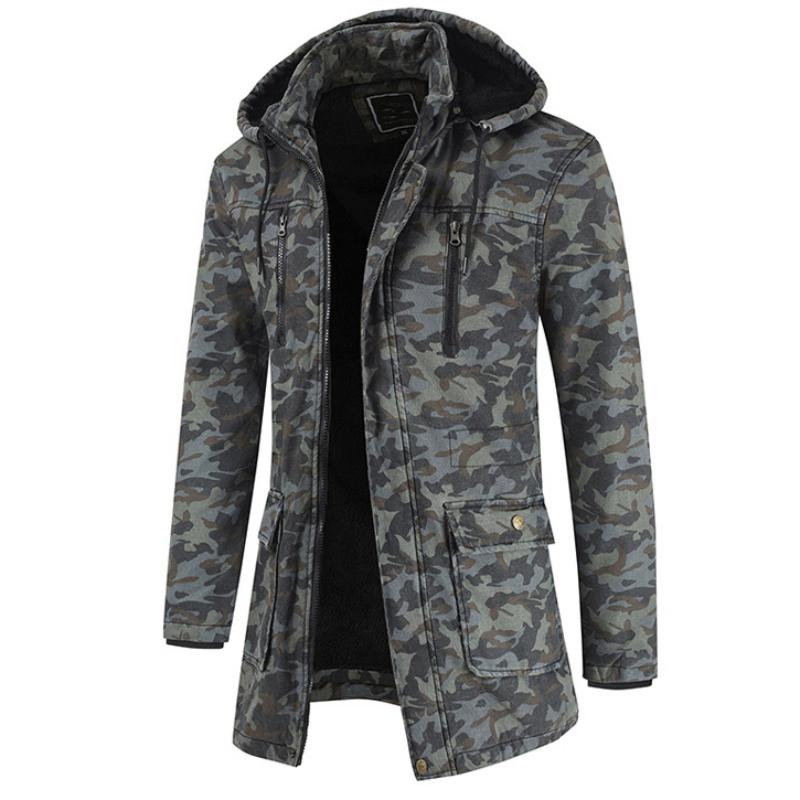 Men's Winter Casual Parka With Camouflage Print | Plus Size