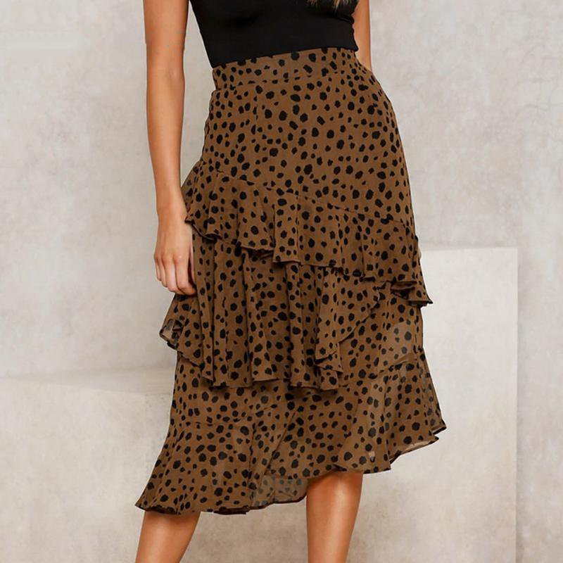 Women's Casual Asymmetrical High-Waist Ruffled Skirt