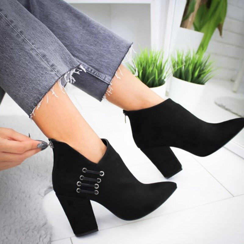 Women's Spring/Autumn Casual Solid Ankle Boots