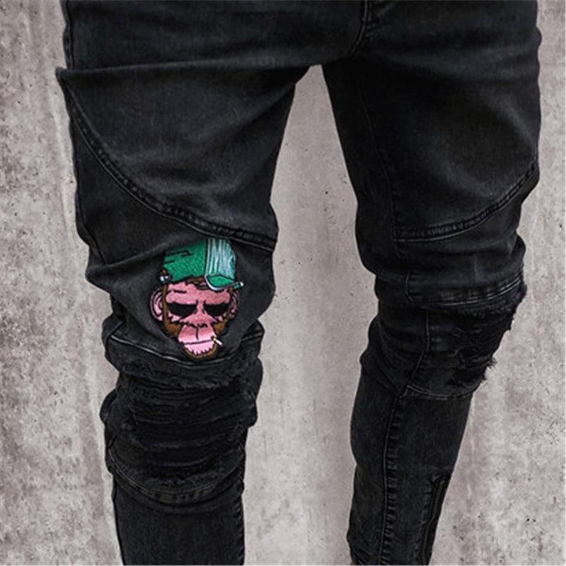 Men's Casual Straight Jeans With Embroidery