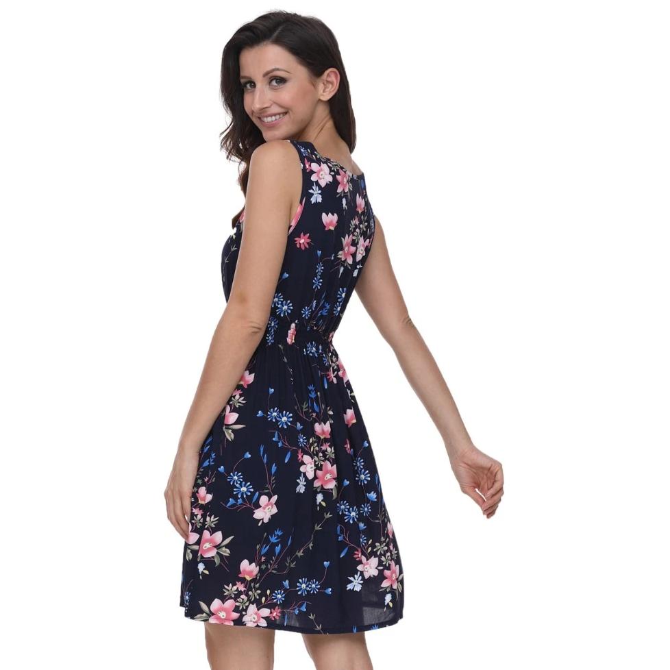 Women's Summer Casual Sleeveless O-Neck Dress With Print