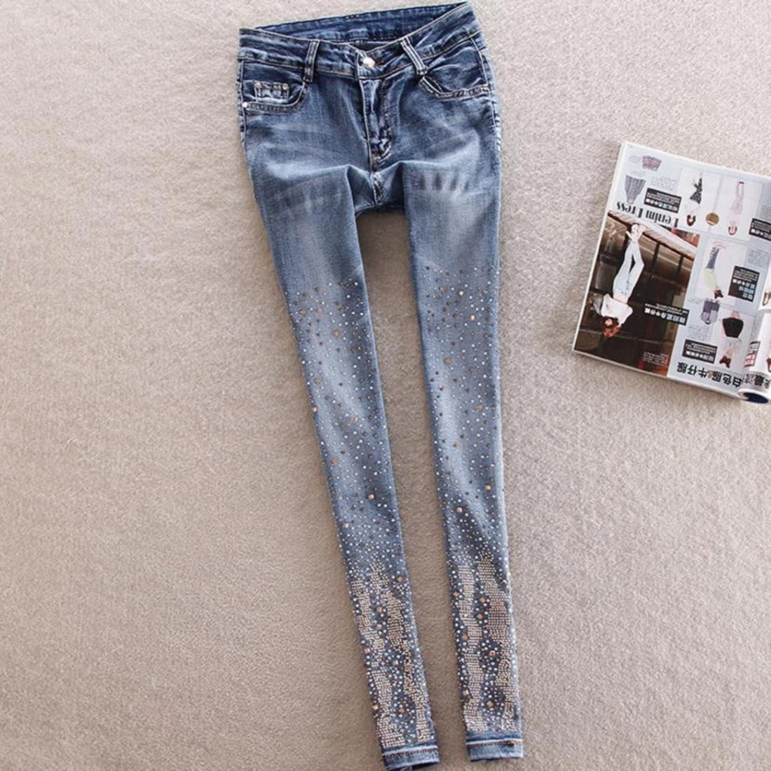 Women's Casual Jeans With Beading
