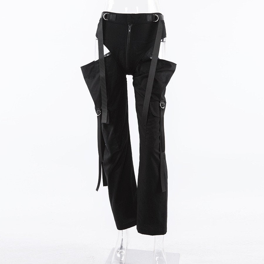 Women's Spring/Autumn Casual Straight Wide Leg Cargo Pants