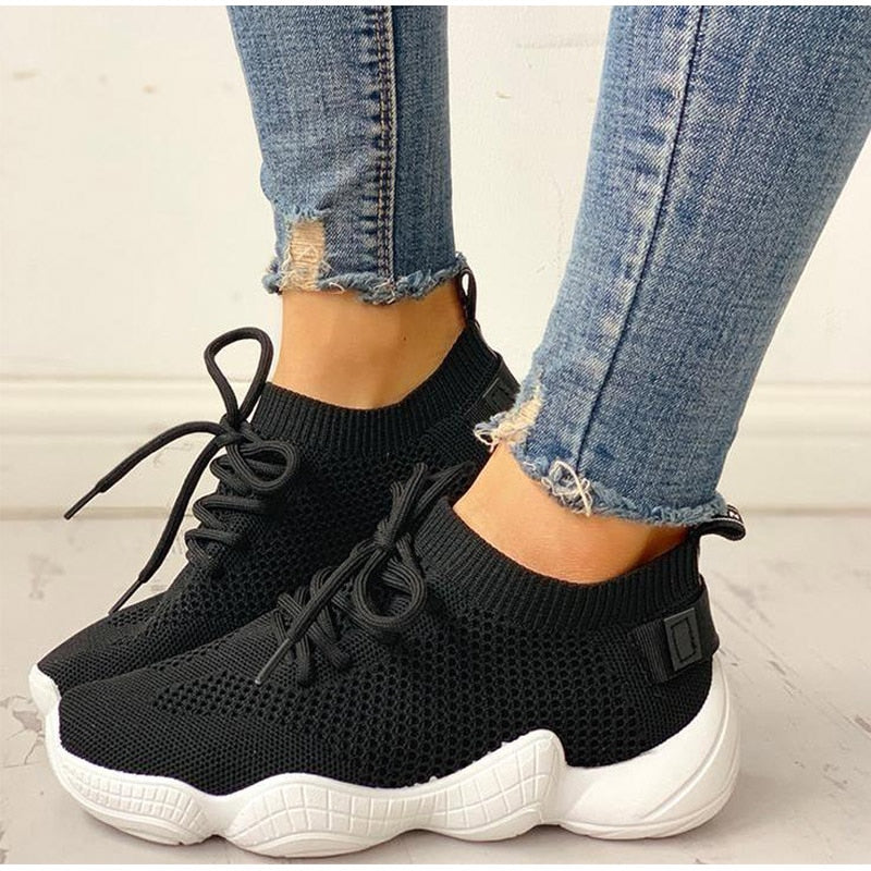 Women's Autumn Breathable Mesh Lace Up Sneakers