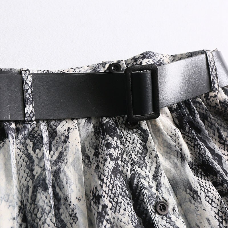 Women's Casual High-Waist Long Skirt With Snake Print