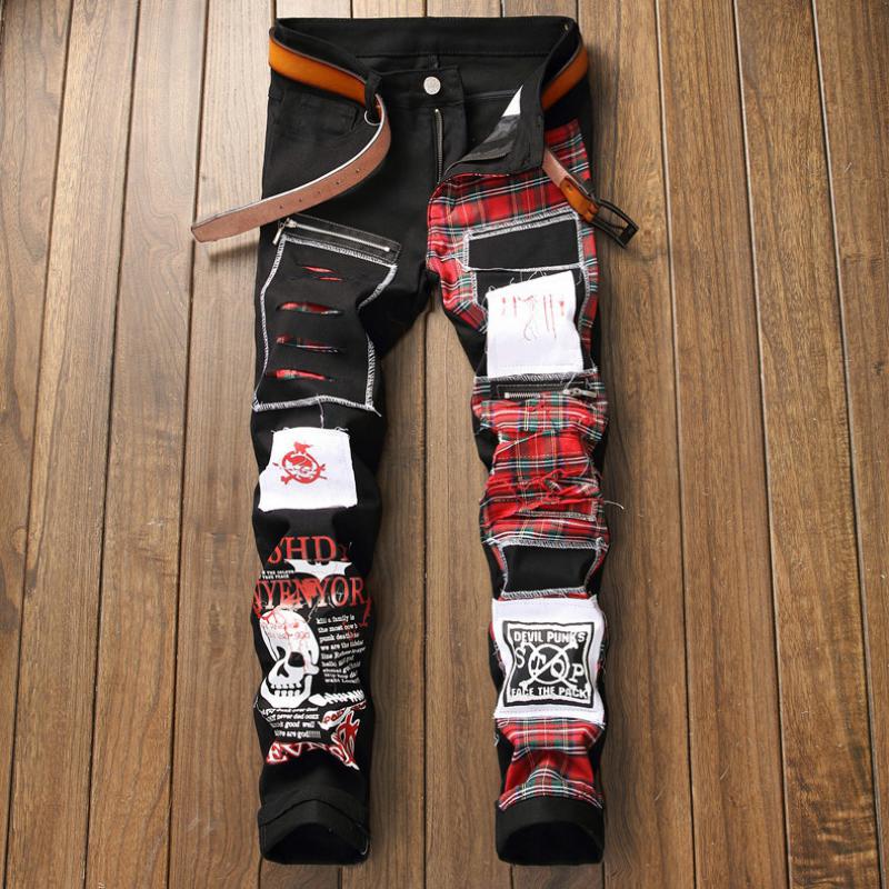 Men's Ripped Jeans With Patches