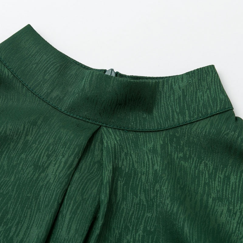 Women's Summer Casual Satin Lantern-Sleeved Polyester Blouse