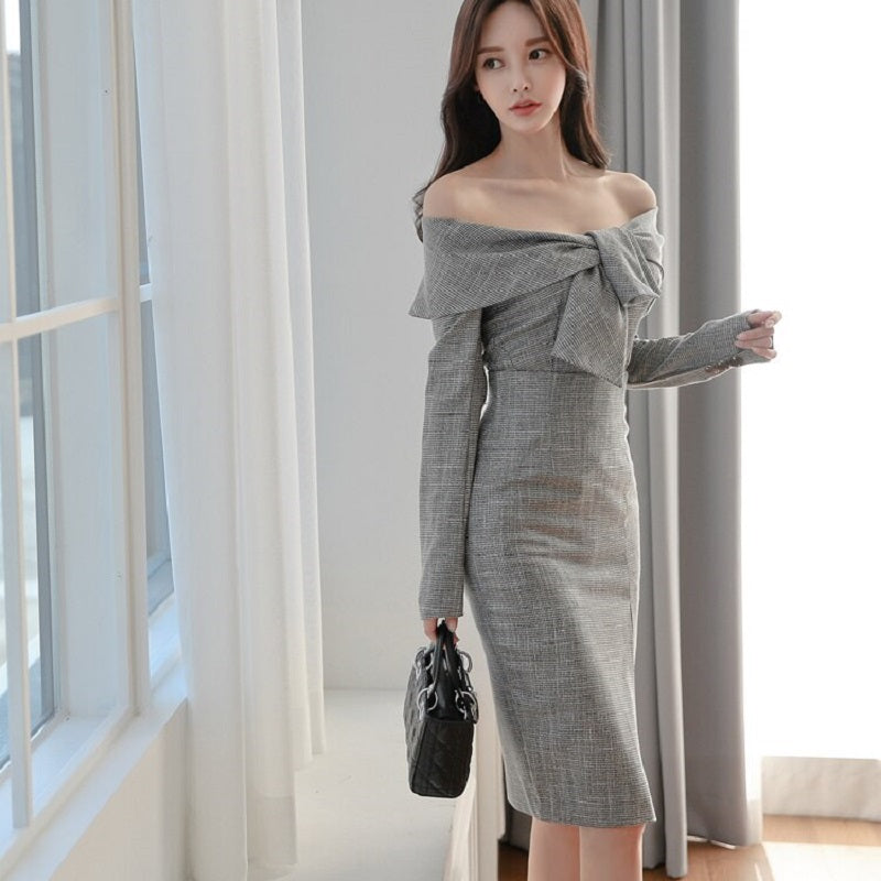 Women's Spring/Autumn Sheath Two-Piece Dress With Buttons