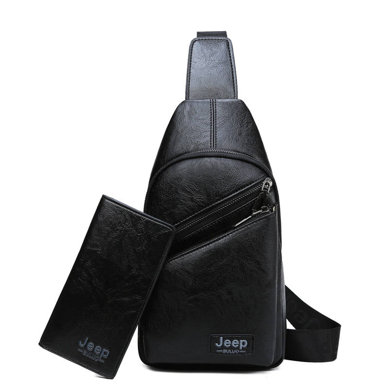 Men's Casual Leather Shoulder Bag | Set