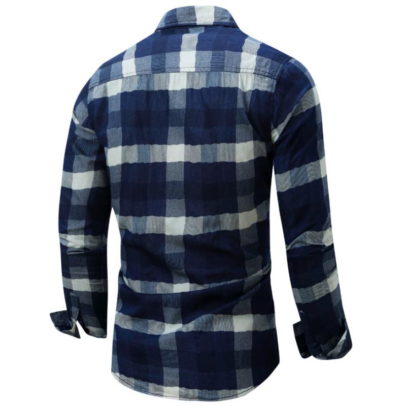 Men's Casual Plaid Long Sleeved Shirt | Plus Size